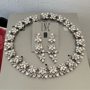 INC International Concepts Silver and White Floral Necklace Set
